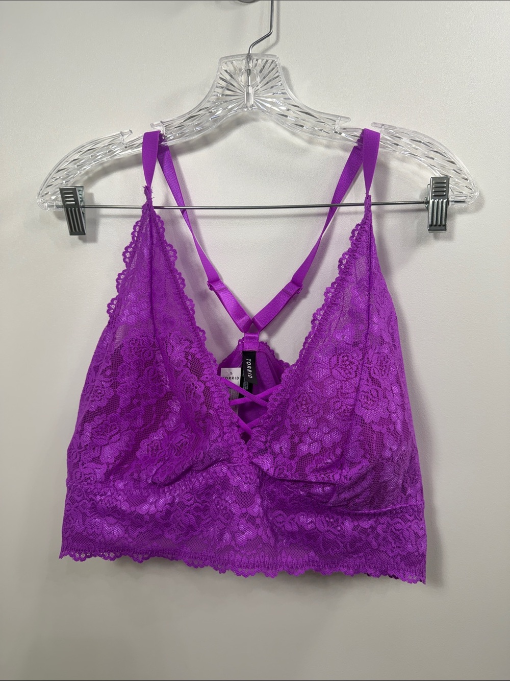 Torrid Lightly Lined Lace front braletteVivid Violet Size 2X.NWT